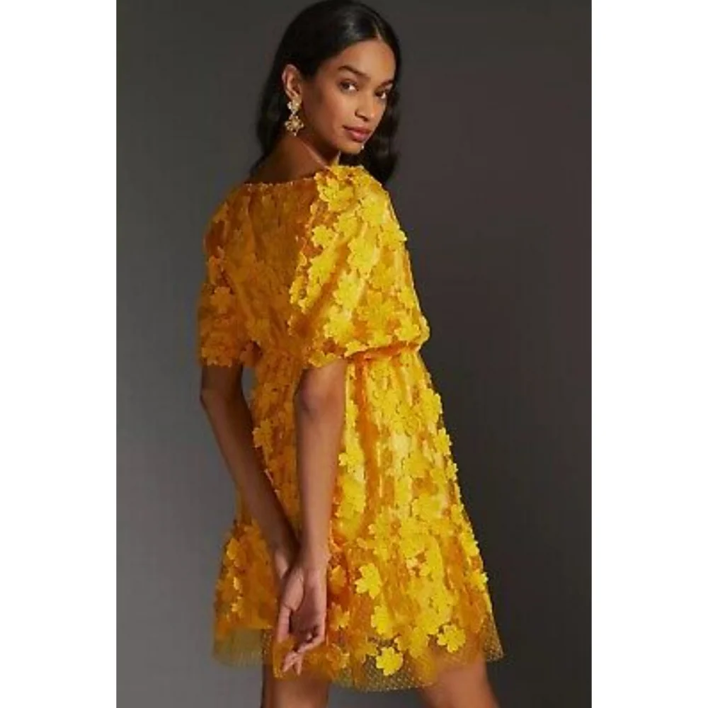 Anthropologie Delfi Floral Textured Mini Dress - Picture 2 of 7